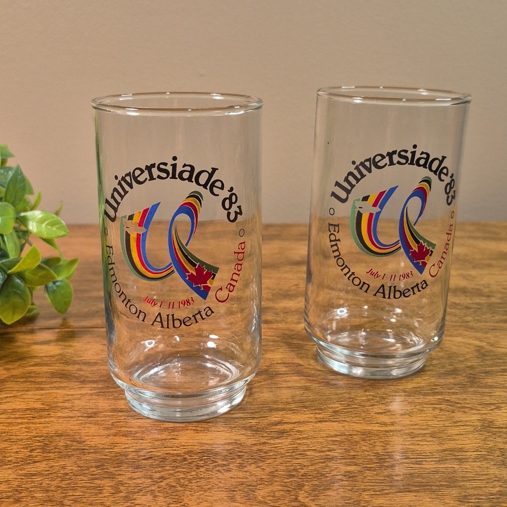 VINTAGE 1983 Universiade Commemorative Drinking Glasses Multi-Sport Event